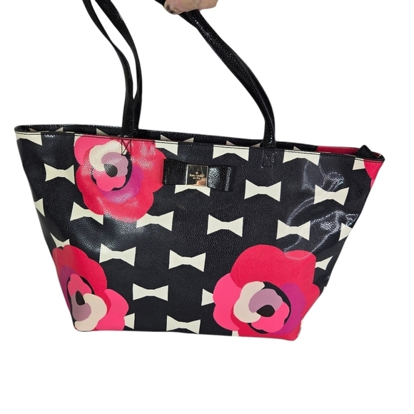 Kate Spade bloom drive coated floral poppy bowties tote bag purse